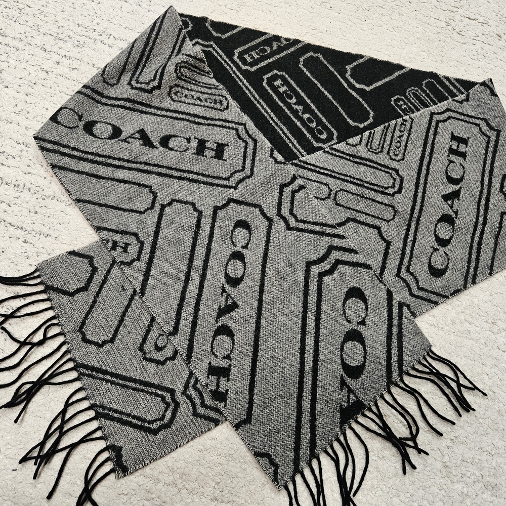 Coach Gray and Black Men's Scarf